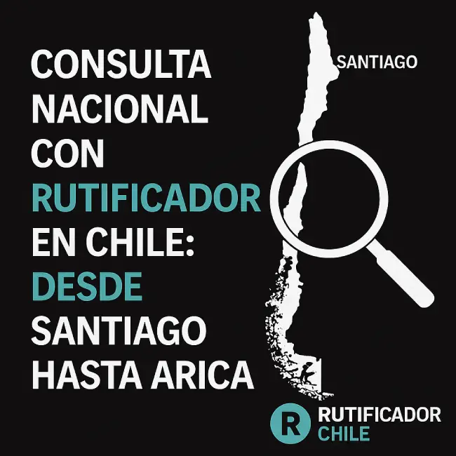 Rutificador Chile 2025 – Busqueda Por RUT - Nombre Rut y Firma 6 Consulta Nacional con Rutificador en Chile: ilustración moderna con mapa de Chile y el logo de Rutificador.